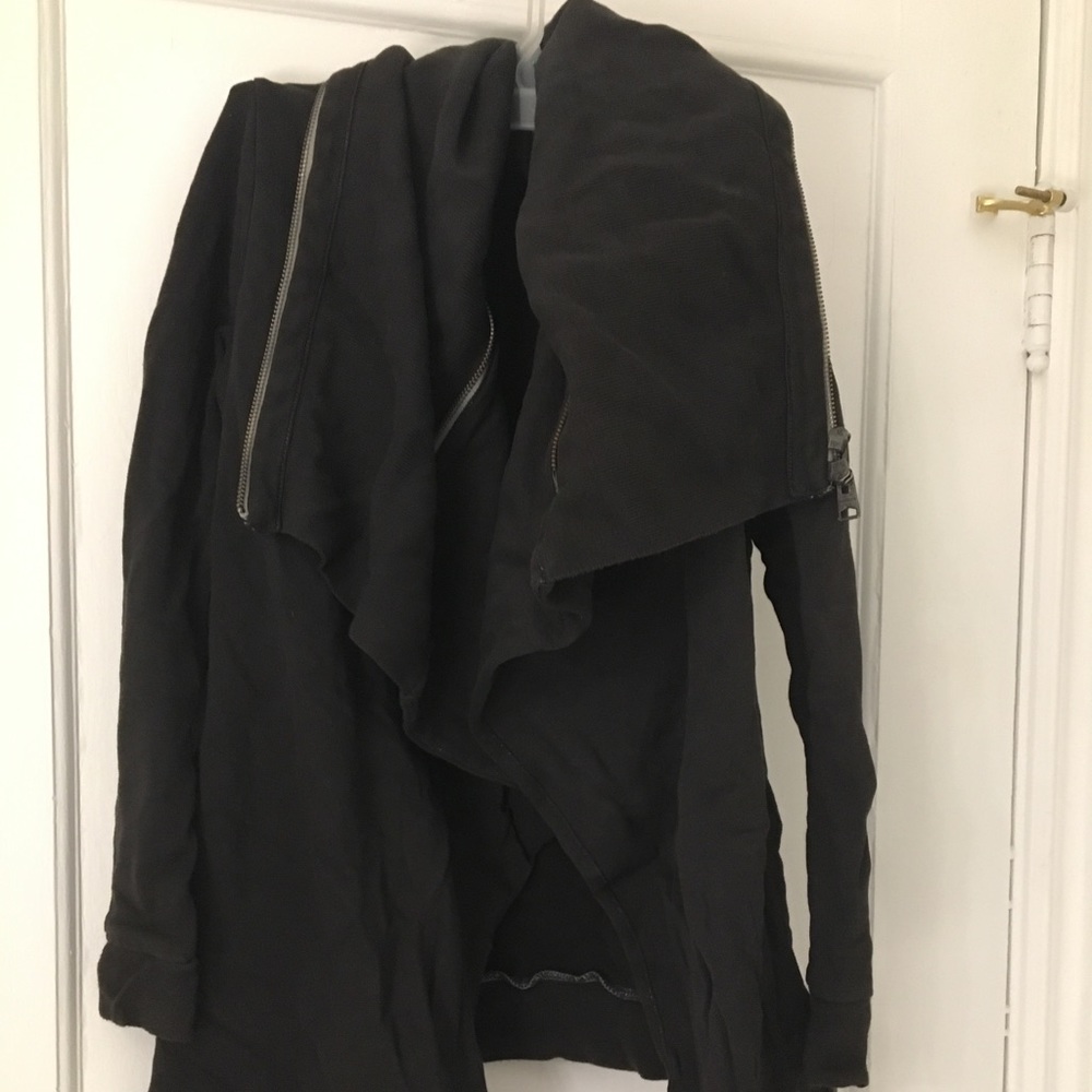 All Saints Dahlia Sweatshirt Cardigan in distress Black Size S